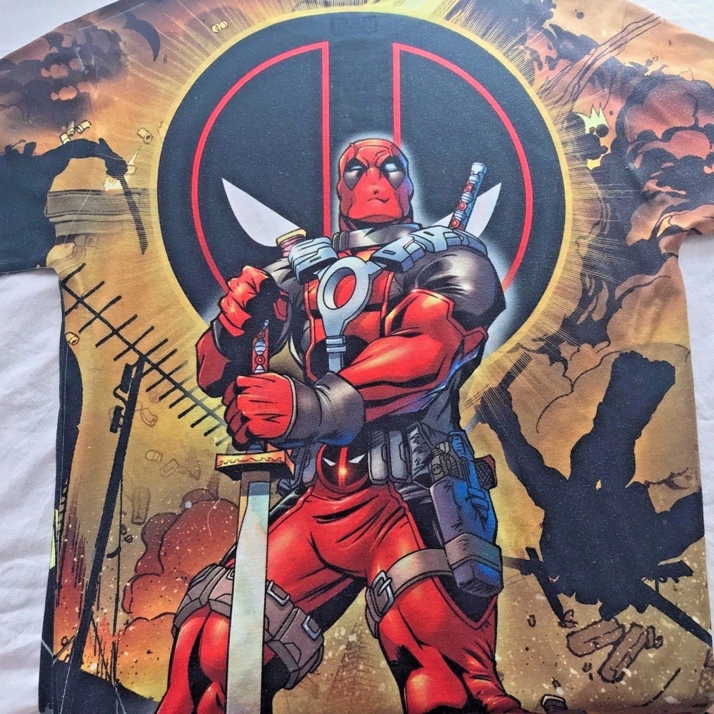 Marvel Deadpool Graphic T-shirt Tee Mens Short Med - Picture 7 of 7